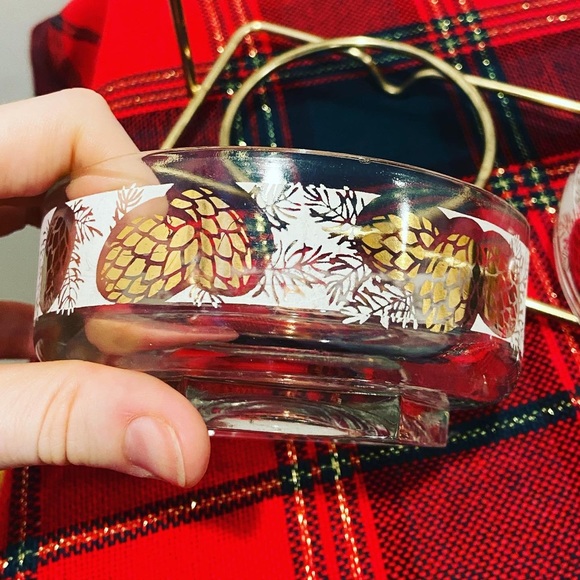 Vintage Mid Century Pine Cone Appetizer Serving Dishes with Caddy - Picture 5 of 7